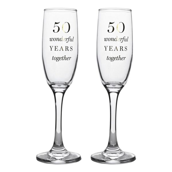 50th Wedding Anniversary Champagne Flute Set of 2