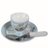 New Baby Ceramic Egg Cup and Spoon Gift Set Little Miracles by Tracey Russell - Boy