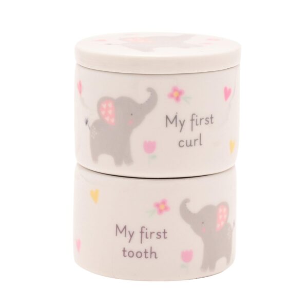 image489178258.jpg Baby First Tooth / Curl Trinket Boxes Stackable Ceramic Pots Elephant - Pink