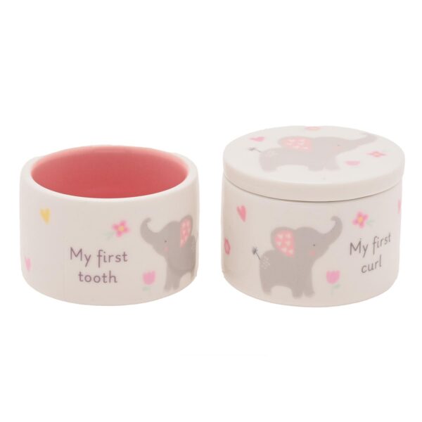 image489178262.jpg Baby First Tooth / Curl Trinket Boxes Stackable Ceramic Pots Elephant - Pink