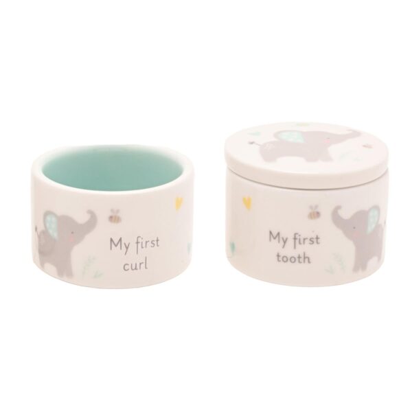 image489180041.jpg Baby First Tooth / Curl Trinket Boxes Stackable Ceramic Pots Elephant - Blue