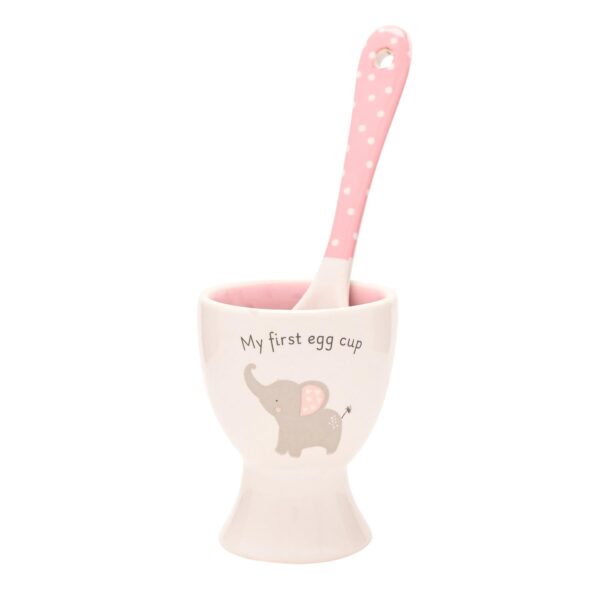 image489208426.jpg New Baby Ceramic Egg Cup and Spoon Gift Set Cute Elephant - Pink