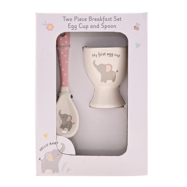 image489208460.jpg New Baby Ceramic Egg Cup and Spoon Gift Set Cute Elephant - Pink