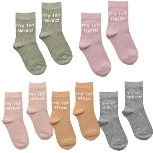 Bambino Baby Socks My First Milestones 6-12 Months Pack of 5 Pairs
