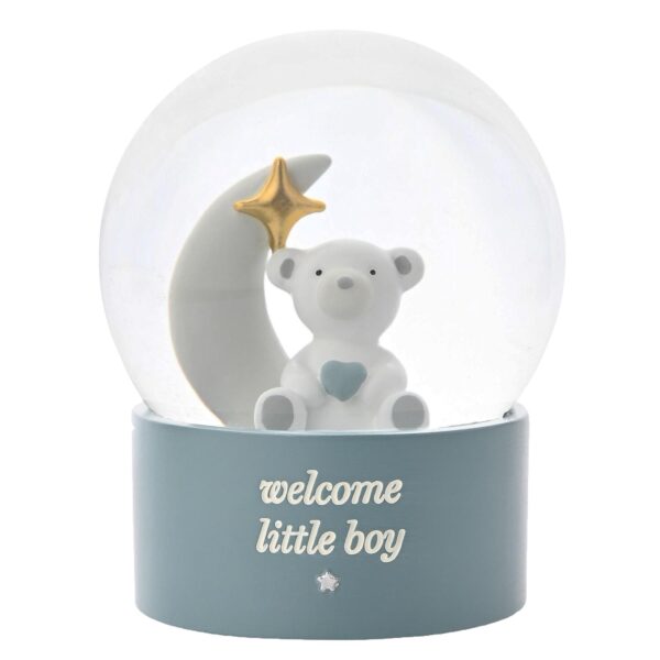 Bambino Teddy Water Globe "Welcome Little Boy" New Born, Christening, Baby Shower