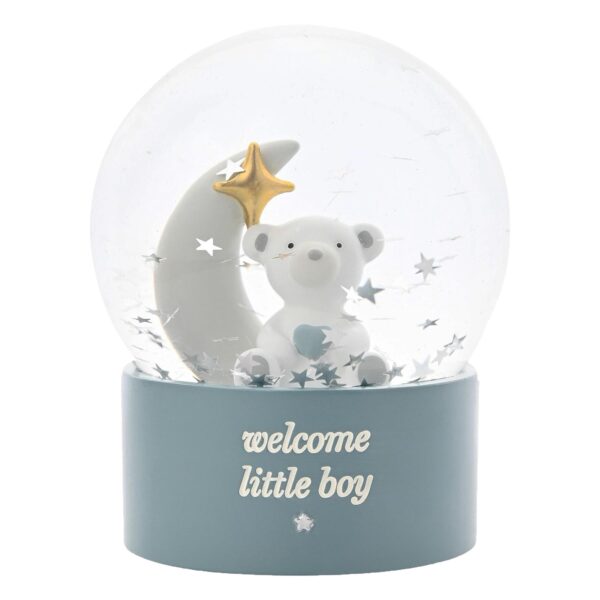 Bambino Teddy Water Globe "Welcome Little Boy" New Born, Christening, Baby Shower