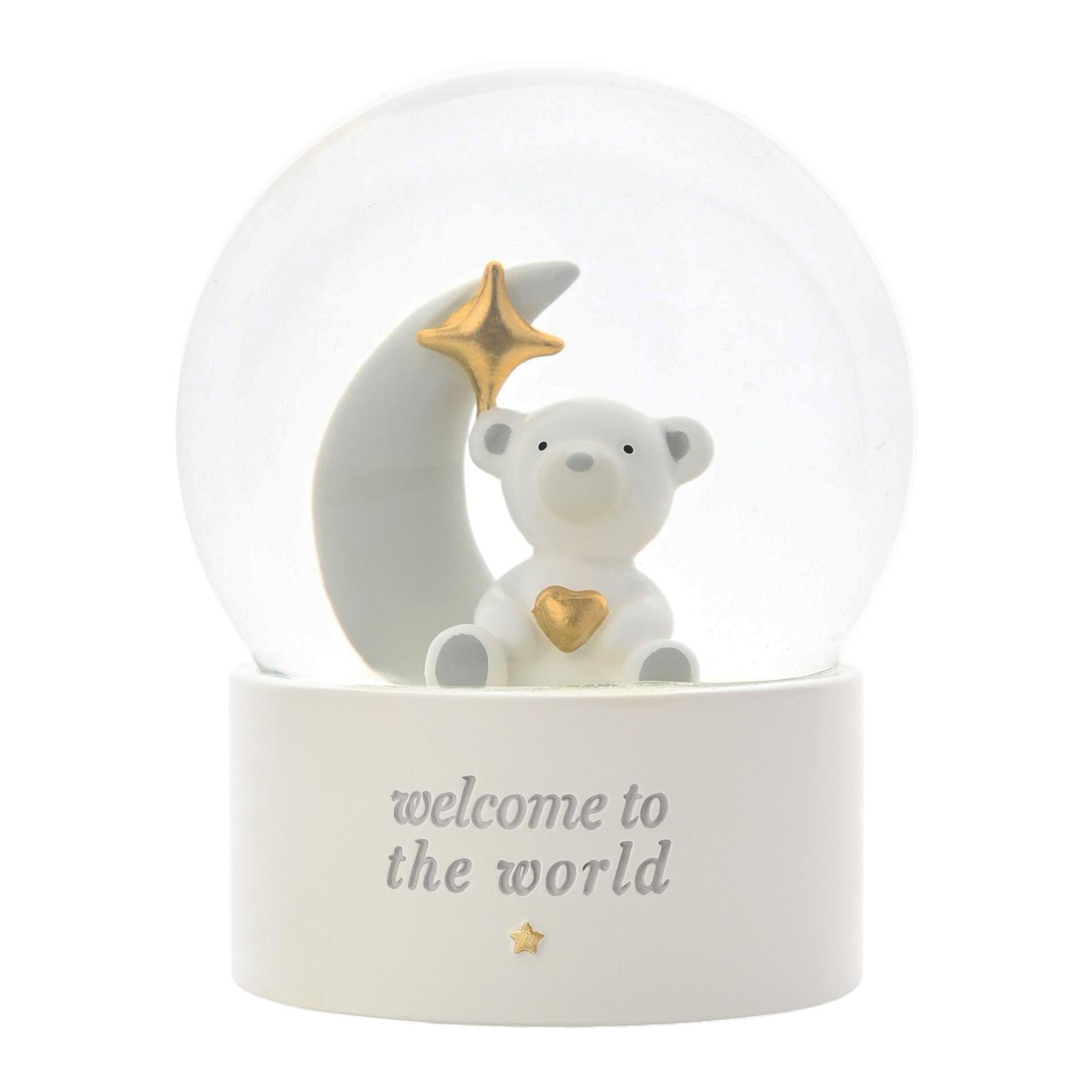 Bambino Teddy Water Globe "Welcome to the World" New Born, Christening, Baby Shower