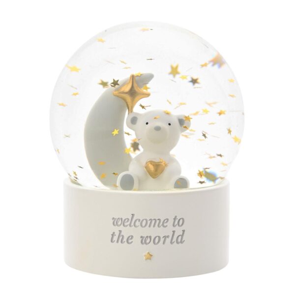 Bambino Teddy Water Globe "Welcome to the World" New Born, Christening, Baby Shower