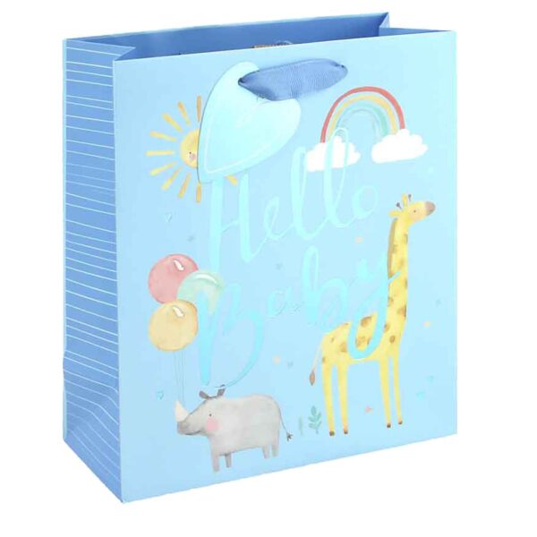 image489316824.jpg New Baby Gift Bag with Tag and Ribbon Handles 100% Recyclable - Blue