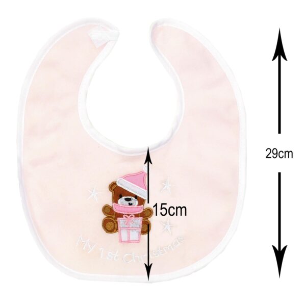 image489367269.jpg My 1st Christmas Baby Bib with Embroidered Bear and Stars - Pink