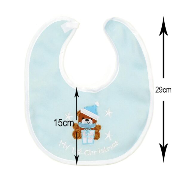 image489367740.jpg My 1st Christmas Baby Bib with Embroidered Bear and Stars - Blue