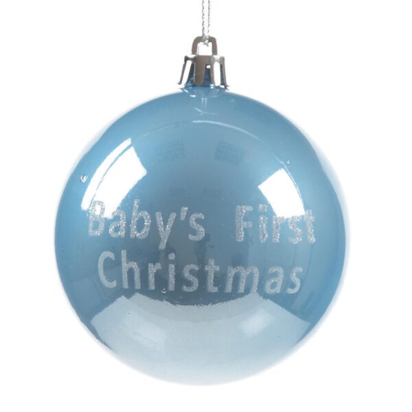 Baby's First Christmas Bauble 80mm Tree Hanging Ornament Decoration - Blue