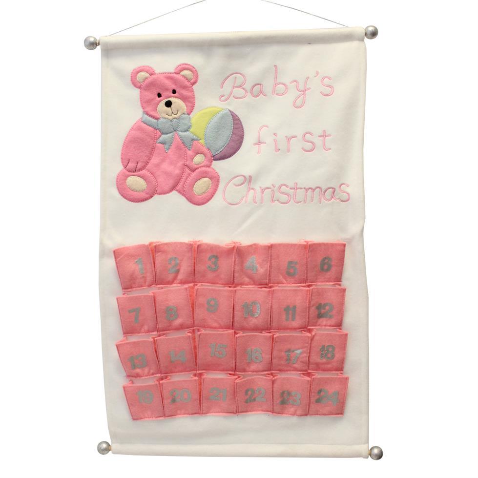 Baby's First Christmas Scroll Advent Calendar - Add your own Treats - Pink