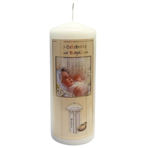 Pillar Candle for Baptism of your Baby Unisex Cello Wrapped Keepsake Gift