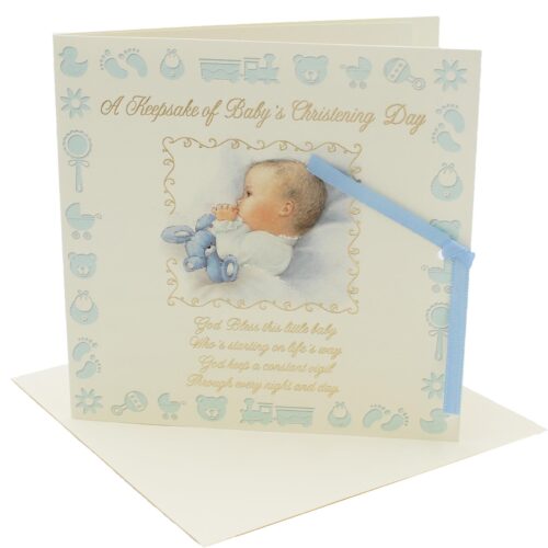image489444501.jpg Baby Christening Record Card with Envelope Keepsake Gift 15cm x 15cm - Baby Boy