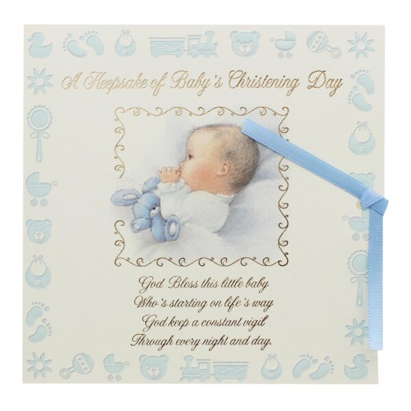 Baby Christening Record Card with Envelope Keepsake Gift 15cm x 15cm - Baby Boy