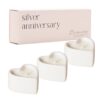 Silver Anniversary Scented Candles 3 Pack Heart Peony, Lychee and Rose Scent