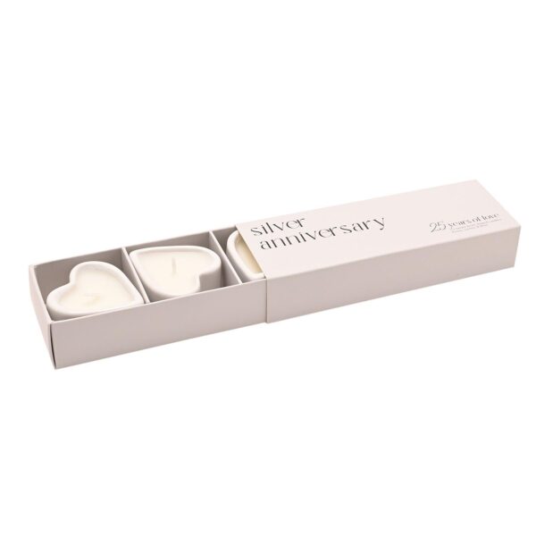 Silver Anniversary Scented Candles 3 Pack Heart Peony, Lychee and Rose Scent