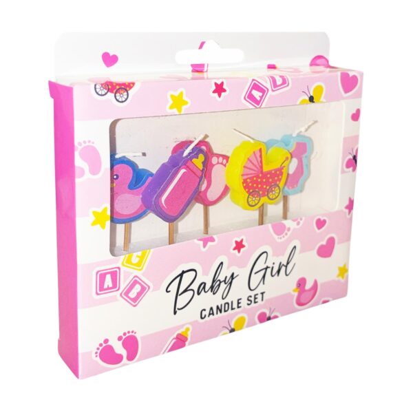 Cake Candle Set 'Baby Girl' Baby Shower 5 Pack Party Decoration