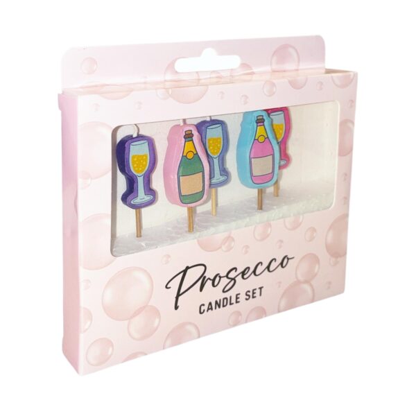 Cake Candle Set 'Prosecco' Birthday, Mother's Day 5 Pack Party Decoration