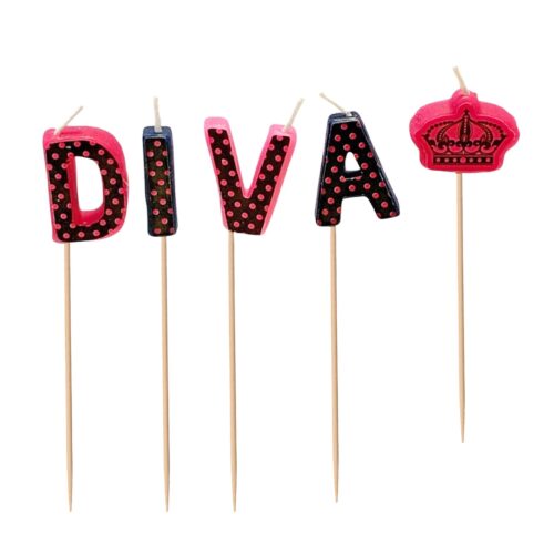 image490373031.jpg Cake Candle Set 'Diva' Birthday 5 Pack Party Decoration
