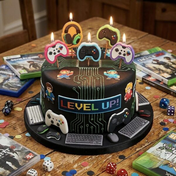 image490373039.jpg Cake Candle Set 'Gamer' Birthday 5 Pack Party Decoration