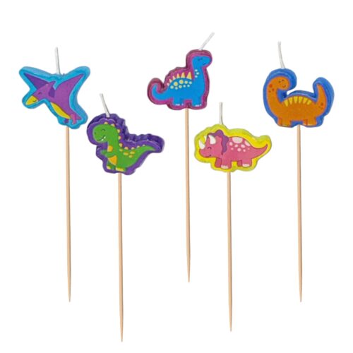 Cake Candle Set 'Dinosuar' Birthday 5 Pack Party Decoration