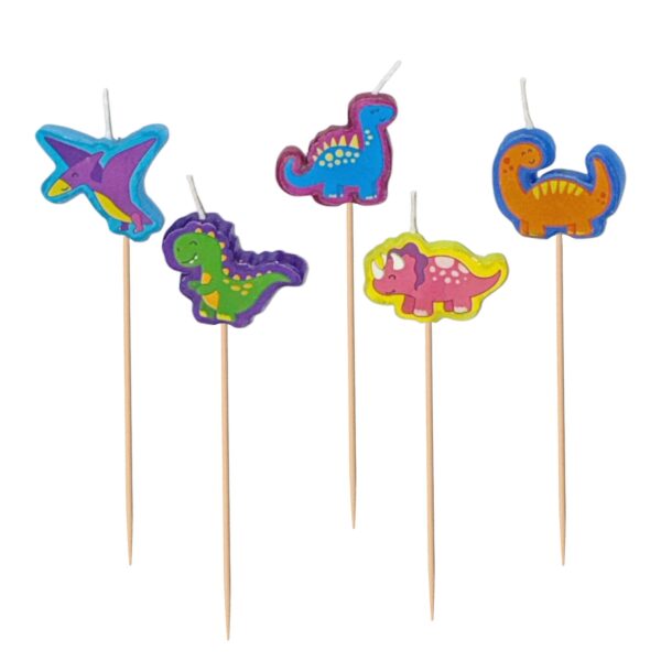 Cake Candle Set 'Dinosuar' Birthday 5 Pack Party Decoration