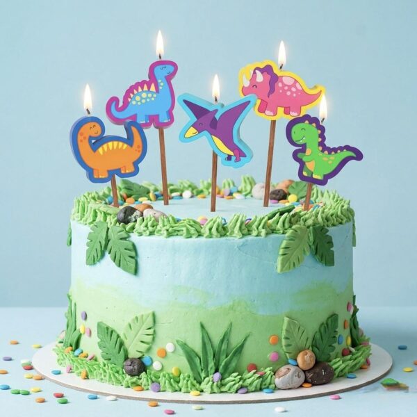 Cake Candle Set 'Dinosuar' Birthday 5 Pack Party Decoration