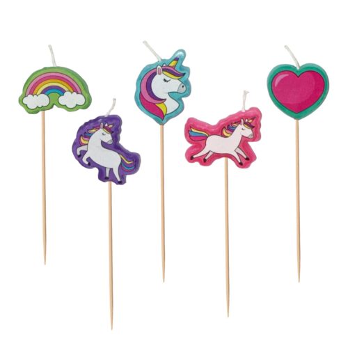Cake Candle Set 'Unicorn' Birthday 5 Pack Party Decoration