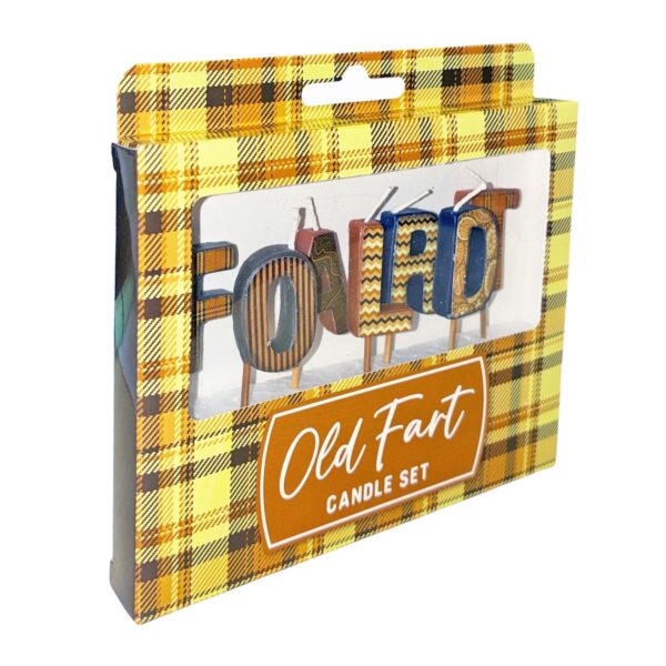image490373087.jpg Cake Candle Set 'Old Fart' Birthday, Retirement, Father's Day 7 Pack Party Decoration