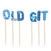 image490373089.jpg Cake Candle Set 'Old Git' Birthday, Retirement, Father's Day 6 Pack Party Decoration