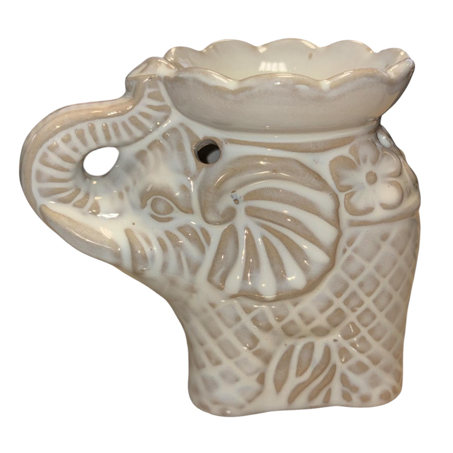 Ceramic Wax Melt / Oil Warmer Holder White Elephant Shape