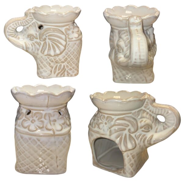 Ceramic Wax Melt / Oil Warmer Holder White Elephant Shape
