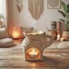 Ceramic Wax Melt / Oil Warmer Holder Beige Elephant Shape