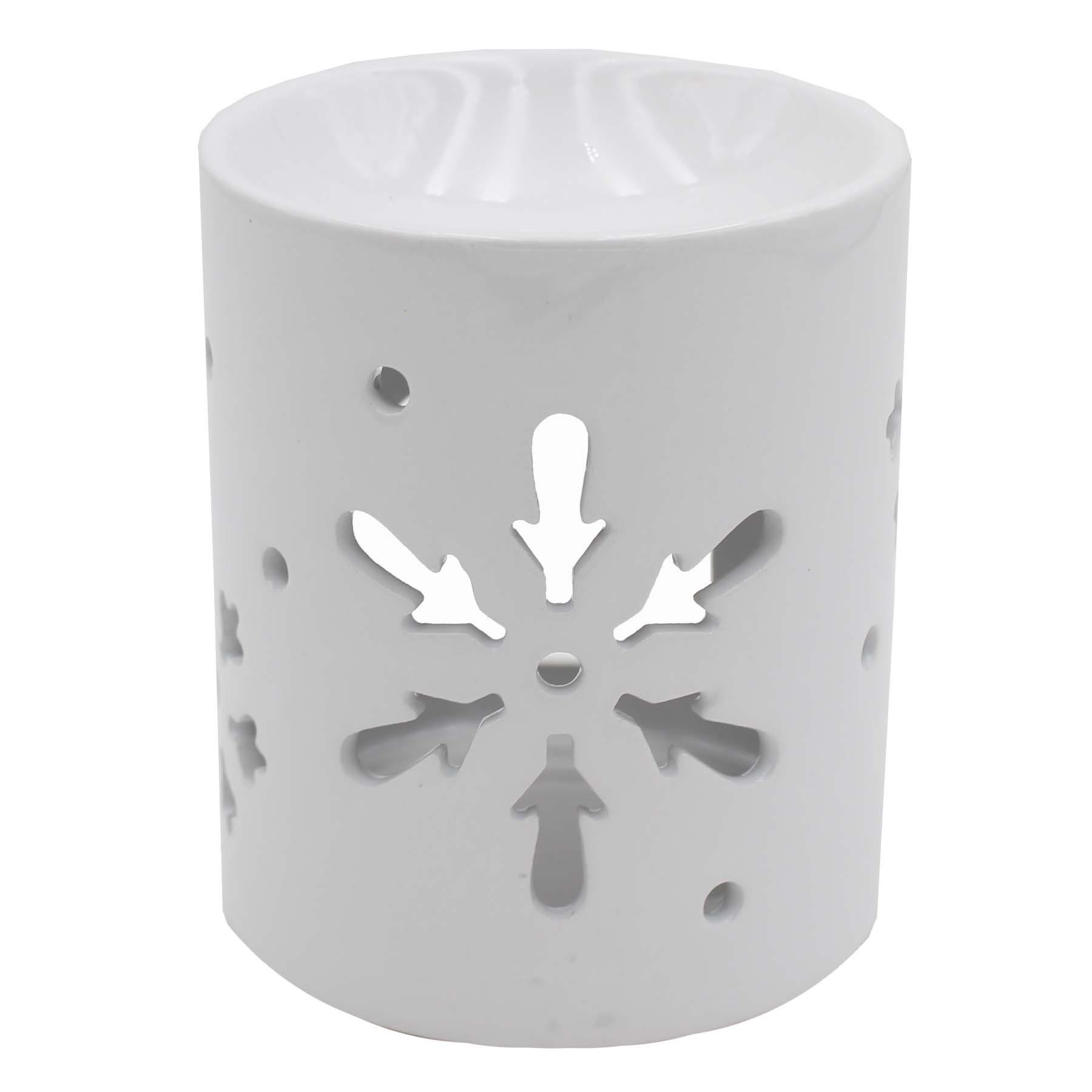 Ceramic Wax Melt / Oil Warmer with Candle Holder - Snowflake