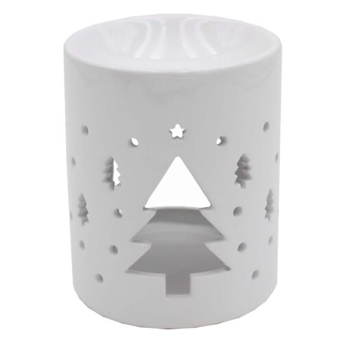 Ceramic Wax Melt / Oil Warmer with Candle Holder - Christmas Tree