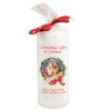 Christmas Memorial Pillar Candle Nativity Image and Red Wording 14cm