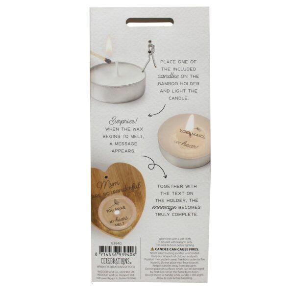 image490374885.jpg Heart Tealight Holder and 4 Tealights with Text Sustainable Bamboo - Mum