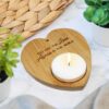 Heart Tealight Holder and 4 Tealights with Text Sustainable Bamboo - Best Auntie
