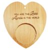 Heart Tealight Holder and 4 Tealights with Text Sustainable Bamboo - Best Auntie