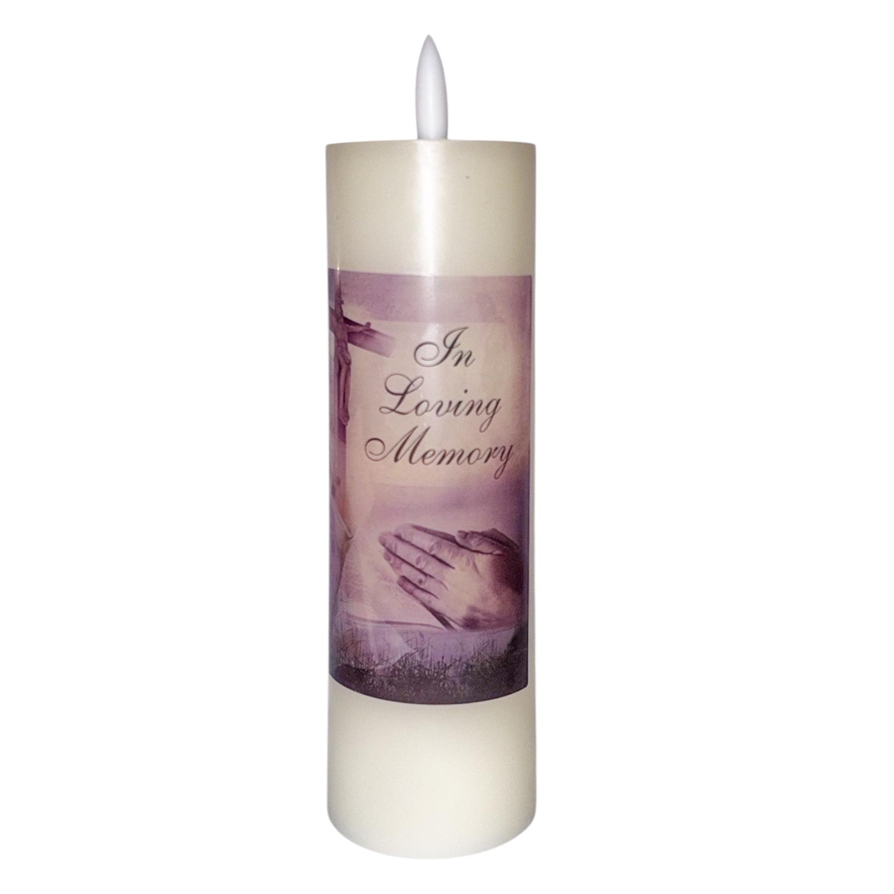 Memorial LED Wax Candle with Flickering Flame and Timer Function 15cm In Loving Memory