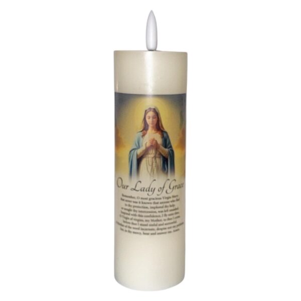image490375087.jpg Religious LED Wax Candle with Flickering Flame and Timer Function 15cm Miraculous