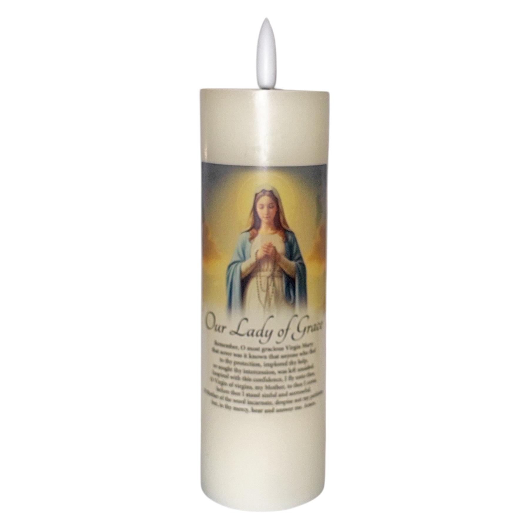 Religious LED Wax Candle with Flickering Flame and Timer Function 15cm Miraculous