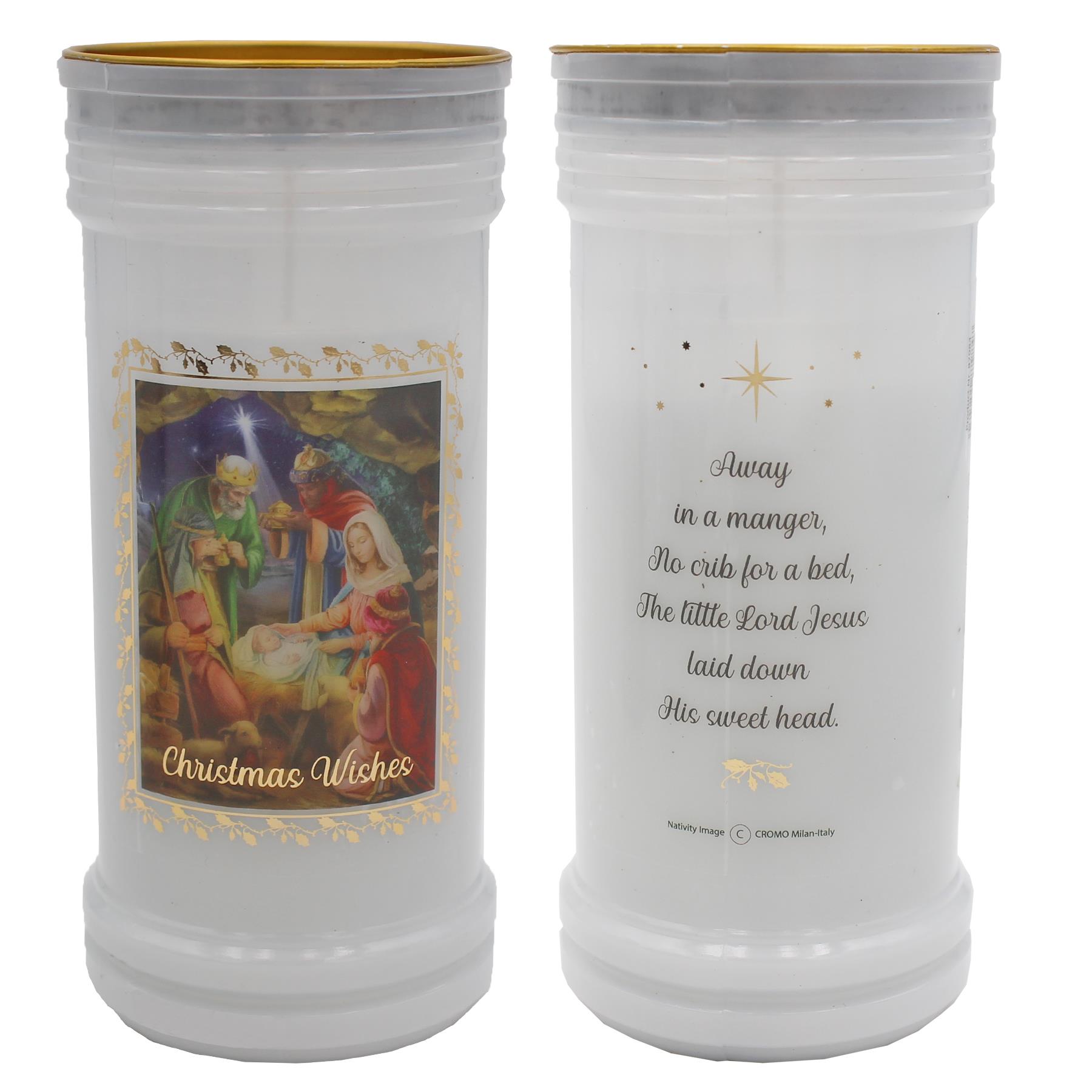 Pillar Candle Christmas Wishes with Carol Verse 14cm Keepsake Gift