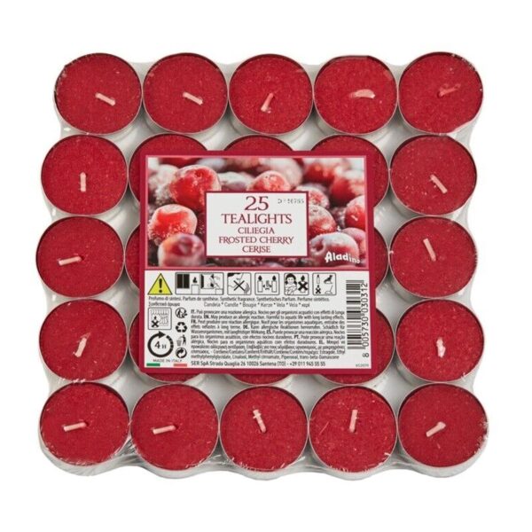 Price's Scented Tealight Candles 25 Pack 4hr Burn Time - Frosted Cherry
