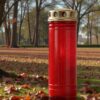 Pillar Candle in Red Holder with Windproof Cap 7 Day Burn Time Memorial Ornament