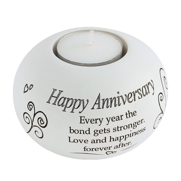 image490546503.jpg Round Tea Light Candle Holder with Sentiment - Happy Anniversary