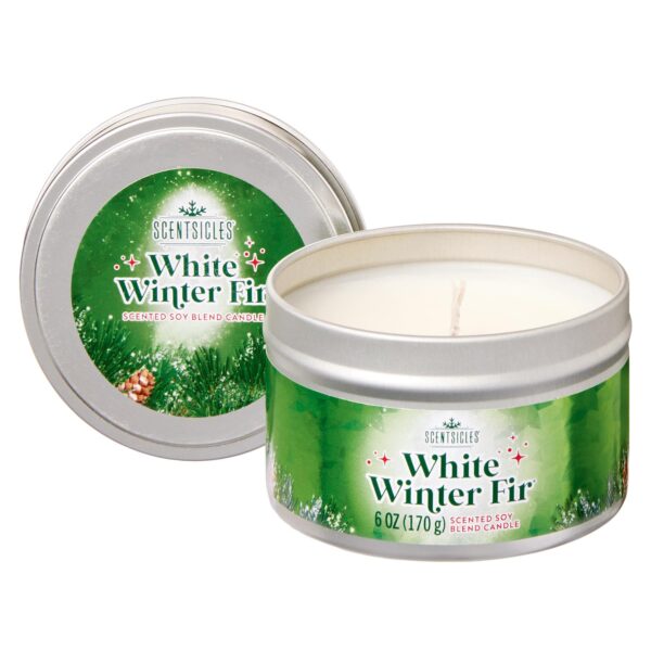 Scentsicles Christmas Scented Candle Soy Blend 25 Hour Burn Time - White Winter Fir