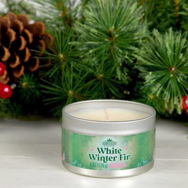 Scentsicles Christmas Scented Candle Soy Blend 25 Hour Burn Time - White Winter Fir